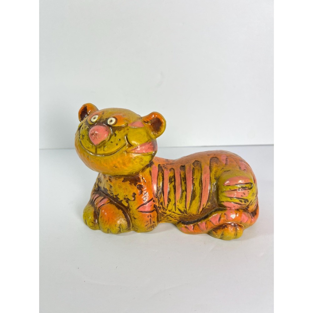 Vintage Forsum Hand Painted Ceramic Tiger Cat Coin Bank Japan 1960‎ piggybank